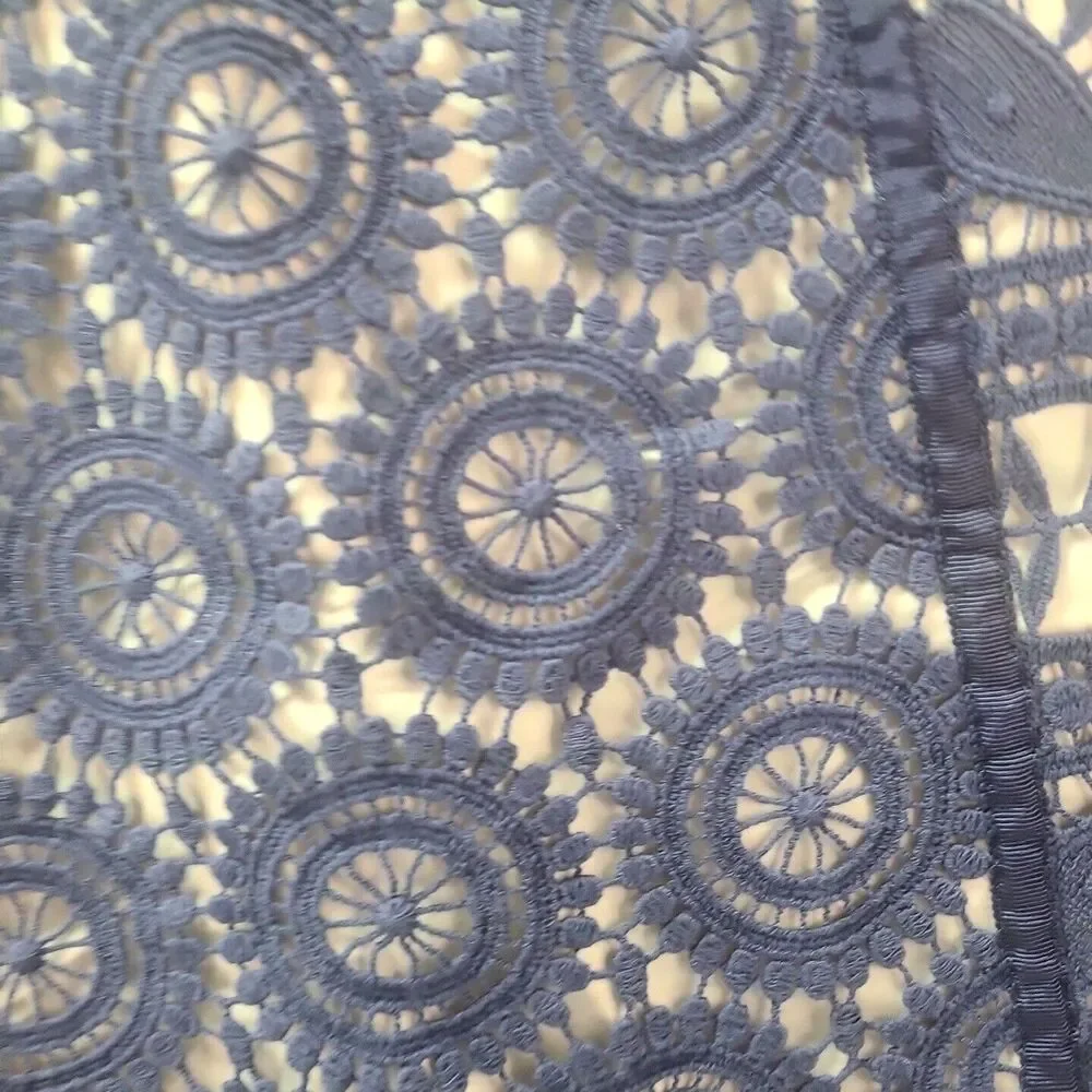 Tory Burch Babydoll Y2K Lace 6 Margaux Navy White Cotton Eyelet Dress‎ Preppy